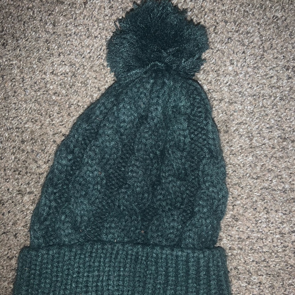 Green Winter Pompom Hat